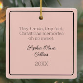 Modern Baby Girl Foto Weihnachten Pink Script Name Keramikornament