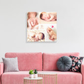 Modern Baby Girl Monogram Pink 4 Photo Collage Leinwanddruck (Insitu (Wohnzimmer))