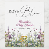 Modern Baby in Bloom Wildflower Floral Baby Shower Weinetikett (Einzelnes Label)