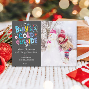 Modern Baby It's Cold Outside Foto Charcoal Grau Feiertagskarte