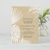 Modern Baby Shower Simple Kraft Tropical Blätter Einladung (Stehend Vorderseite)