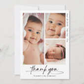 Modern Baby Vielen Dank, einfach 3 Foto Collage Dankeskarte (Vorderseite)