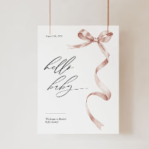 Modern Babydusche Begrüßungsschild mit rosa Bugs