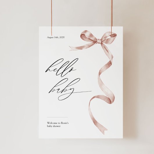 Modern Babydusche Begrüßungsschild mit rosa Bugs Poster