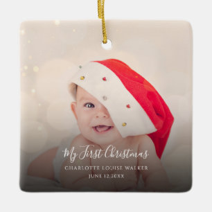 Modern Babys erstes Weihnachten 2 Fotos Festlich Keramikornament