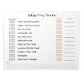 Modern Babysitting Tracker Task Planner Notizblock (Vorderseite)