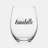 Modern Bachelorette Brautparty Monogram Name Weinglas Ohne Stiel (Vorderseite)