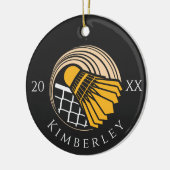 Modern Badminton Player Birdie Name & Year Cool Keramik Ornament (Links)