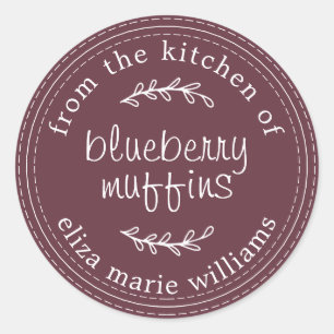 Modern Baked Goods Blueberry Muffins Burgund Runder Aufkleber