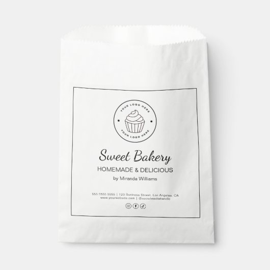 Modern Bakery Custom Logo Paper Bag Geschenktütchen (Vorderseite)