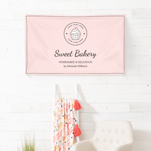 Modern Bakery Custom Logo Pink Banner (Insitu)