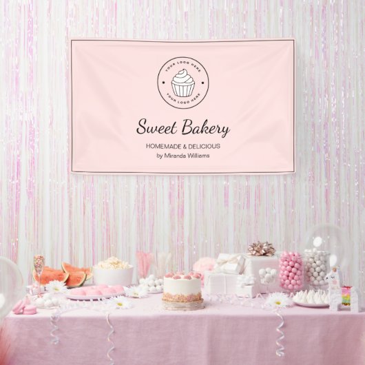 Modern Bakery Custom Logo Pink Banner (Party)