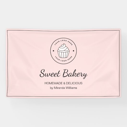 Modern Bakery Custom Logo Pink Banner (Horizontal)