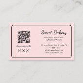 Modern Bakery Logo QR Code Pink Visitenkarte (Rückseite)