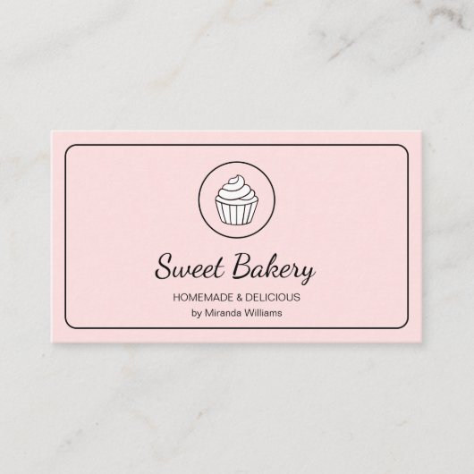 Modern Bakery Logo QR Code Pink Visitenkarte (Vorderseite)