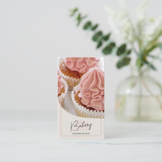 Modern Bakery Monogram Logo QR Code Visitenkarte (Stehend Vorderseite)