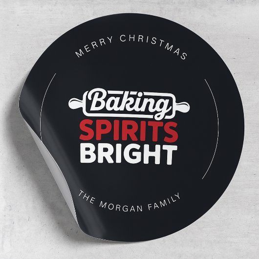 Modern Baking Spirits Bright Christmas Runder Aufkleber