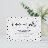 Modern Balck Confetti & Marbella Beilage Card Einladung (Stehend Vorderseite)