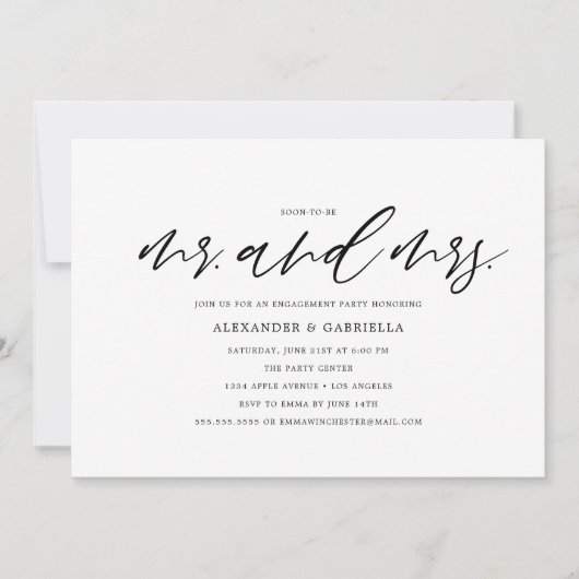 Modern Bald zu sein Mr. & Mrs. Engagement Party Einladung (Vorderseite)