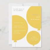 Modern Balloon | Gelbes Kindergeburtstag Party Einladung (Vorderseite)