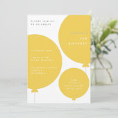 Modern Balloon | Gelbes Kindergeburtstag Party Einladung (Stehend Vorderseite)