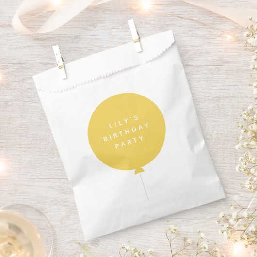 Modern Balloon | Gelbes Kindergeburtstag Party Geschenktütchen (Ausgeschnitten)