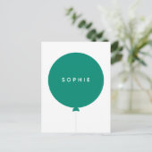 Modern Balloon | Green Minimalistisch Stylish Fun Postkarte (Stehend Vorderseite)