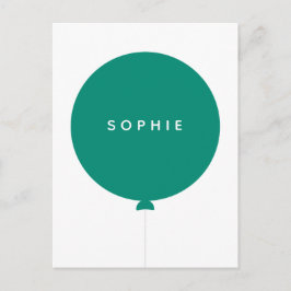 Modern Balloon | Green Minimalistisch Stylish Fun  Postkarte