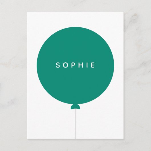Modern Balloon | Green Minimalistisch Stylish Fun Postkarte (Vorderseite)