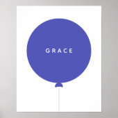 Modern Balloon | Name Blue Kleinkind Kinder Spaß J Poster (Vorne)