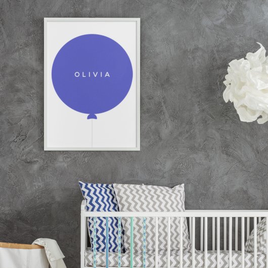Modern Balloon | Name Blue Kleinkind Kinder Spaß J Poster