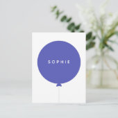 Modern Balloon | Name Blue Scandinavian Kids Niedl Postkarte (Stehend Vorderseite)