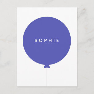 Modern Balloon   Name Blue Scandinavian Kids Niedl Postkarte