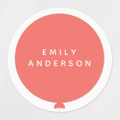 Modern Balloon | Name Kinderzimmer School Girl Pin Etiketten (Design 1)