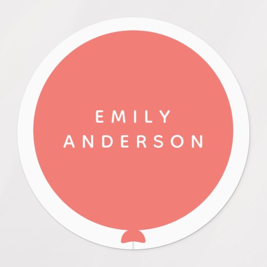 Modern Balloon | Name Kinderzimmer School Girl Pin Etiketten (Design 1)