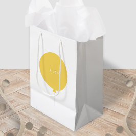 Modern Balloon | Yellow New Baby Shower Birtname Mittlere Geschenktüte