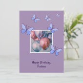 Modern Balloons Foto Happy Birthday Card Einladung (Stehend Vorderseite)