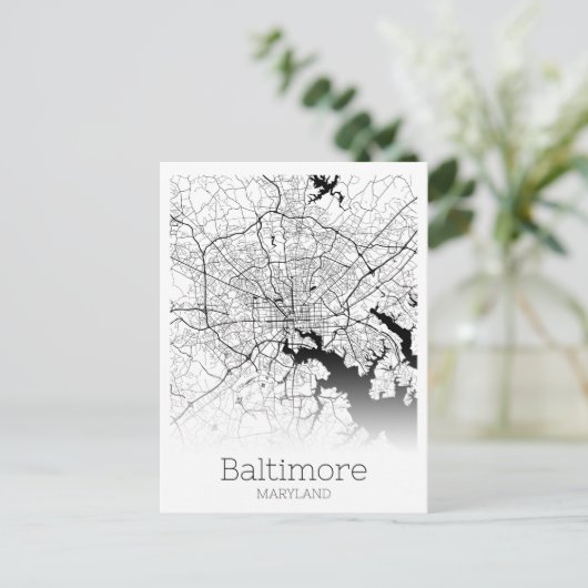 Modern Baltimore City Map Postkarte (Stehend Vorderseite)