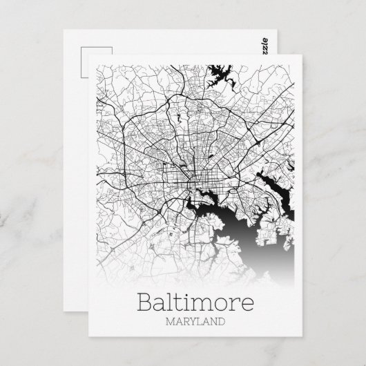 Modern Baltimore City Map Postkarte (Vorne/Hinten)