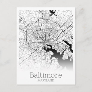 Modern Baltimore City Map Postkarte