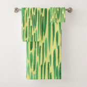Modern Bamboo Muster Tiki Vibe Green Badhandtuch Set (Insitu)