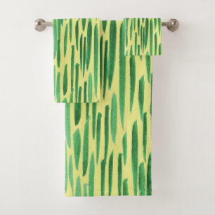 Modern Bamboo Muster Tiki Vibe Green Badhandtuch Set