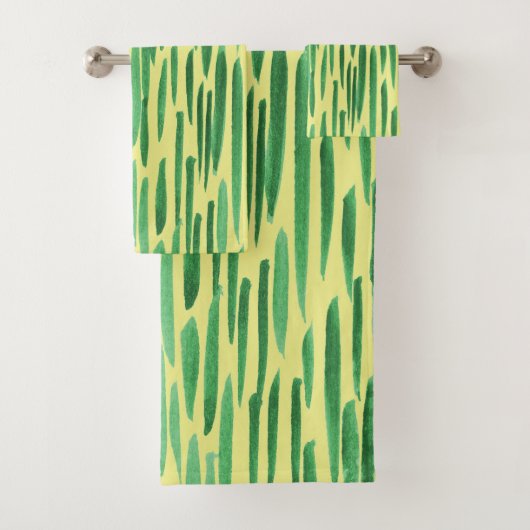 Modern Bamboo Muster Tiki Vibe Green Badhandtuch Set (Insitu)