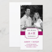 Modern Band Save the Date Fotokarte - Fuchsia (Vorne/Hinten)