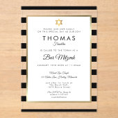 Modern Bar Bat Mitzvah Classic Black Stripe Gold Acryleinladungen (Vorderseite)