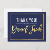 MODERN BAR MITZVAH bedanken sich beim Goldnamen DA Dankeskarte (Vorne/Hinten)