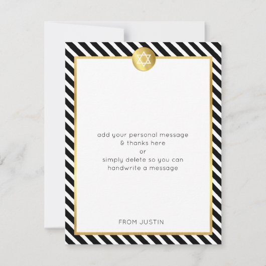 MODERN BAR MITZVAH bedankt sich bei Goldfleck Schw Dankeskarte (Rückseite)