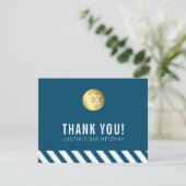 MODERN BAR MITZVAH bedankt sich für den goldenen F Dankeskarte (Stehend Vorderseite)