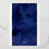 MODERN BAR MITZVAH blue watercolor gold writing Folieneinladung (Rückseite)