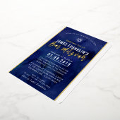 MODERN BAR MITZVAH blue watercolor gold writing Folieneinladung (Gedreht)